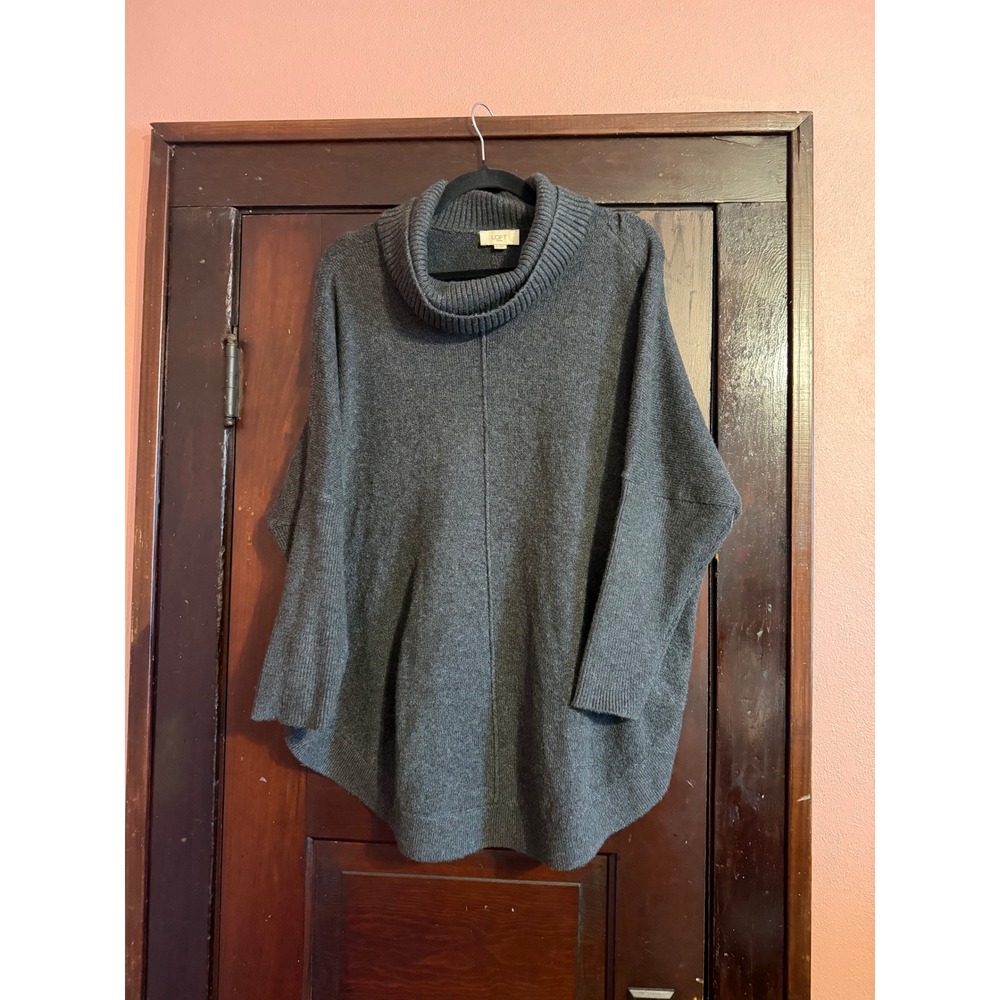 Loft Womens Gray Cowl Neck Poncho‎ Sweater Size Medium Charcoal Knit